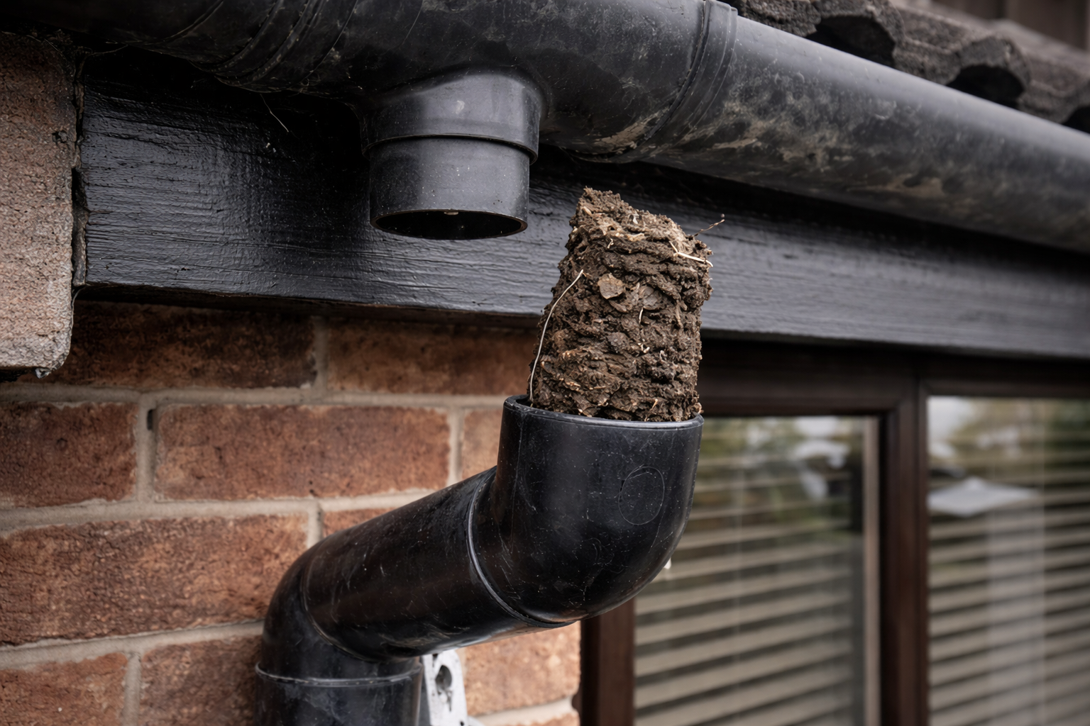 downpipe/downspout unblocking Before